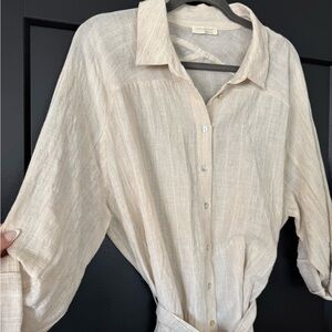 Beige Button-Up Dress